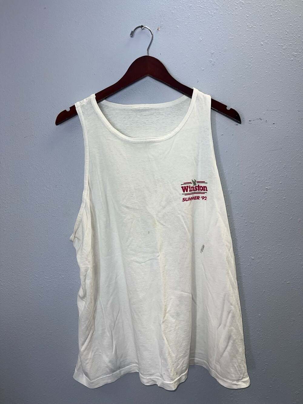 Vintage 1992 Winston Cigarettes Tank Top Mens XL Summer 92 Palm Tree Beach